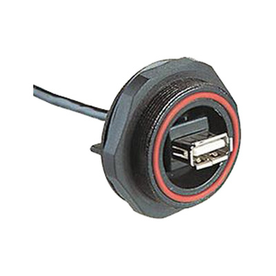Bulgin Straight, Panel Mount, Socket Type A 2.0 IP68 Type A USB Connector
