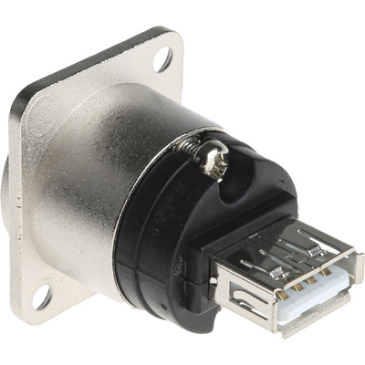 RS PRO Straight, Panel Mount, Socket Type B to A 2.0 USB Connector
