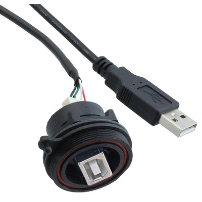 Bulgin Straight, Panel Mount, Plug Type B 2.0 IP68 USB Connector