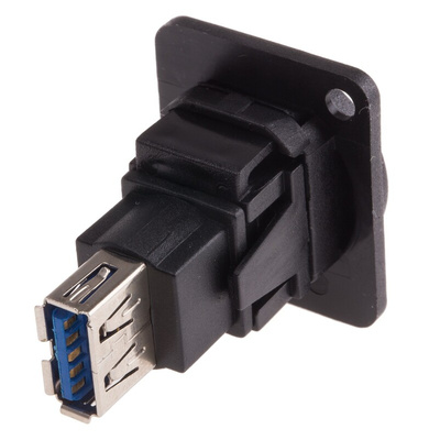 RS PRO Straight, Panel Mount, Socket Type B to A 3.0 USB Connector