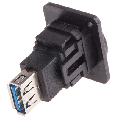 RS PRO Straight, Panel Mount, Socket Type A to A 3.0 USB Connector