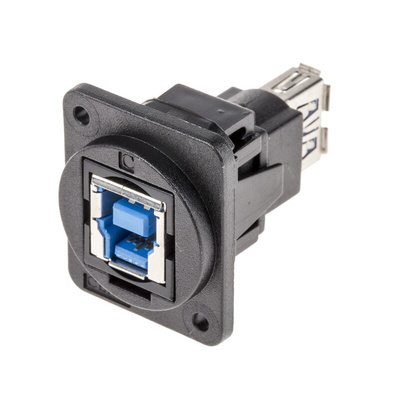 RS PRO Straight, Panel Mount, Socket Type A to A 3.0 USB Connector