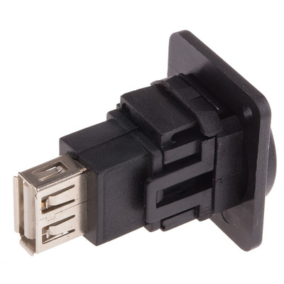 RS PRO Straight, Panel Mount, Socket Type A to A 2.0 USB Connector