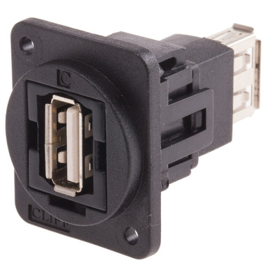 RS PRO Straight, Panel Mount, Socket Type A to A 2.0 USB Connector