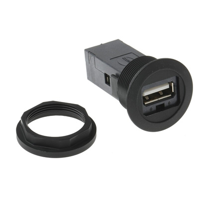 HARTING Straight, Panel Mount, Socket Type A to A 2.0 USB Connector
