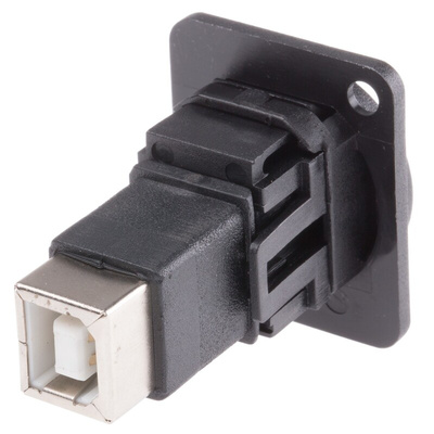 RS PRO Straight, Panel Mount, Socket Type A to B 2.0 USB Connector