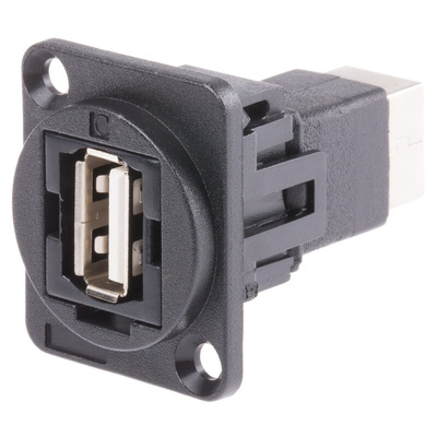 RS PRO Straight, Panel Mount, Socket Type A to B 2.0 USB Connector