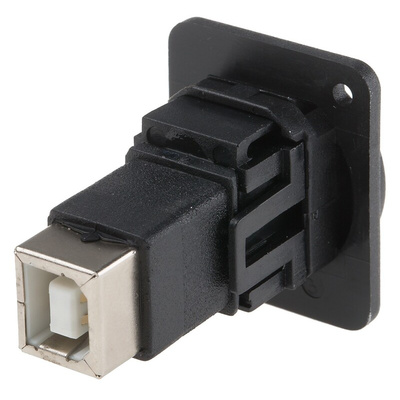 RS PRO Straight, Panel Mount, Socket Type A to B 2.0 USB Connector
