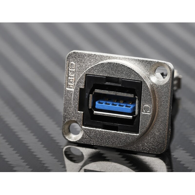 RS PRO Straight, Panel Mount, Socket Type A to A 3.0 USB Connector