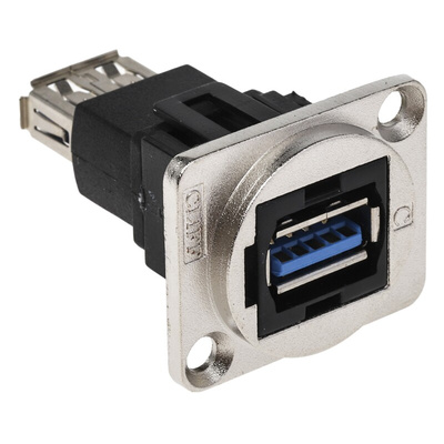 RS PRO Straight, Panel Mount, Socket Type A to A 3.0 USB Connector