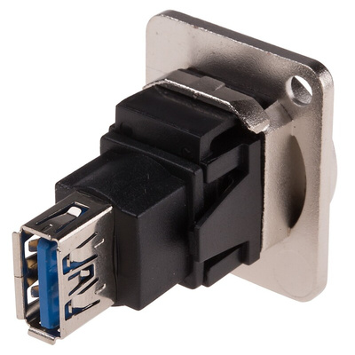 RS PRO Straight, Panel Mount, Socket to Socket Type B to A 3.0 USB Connector