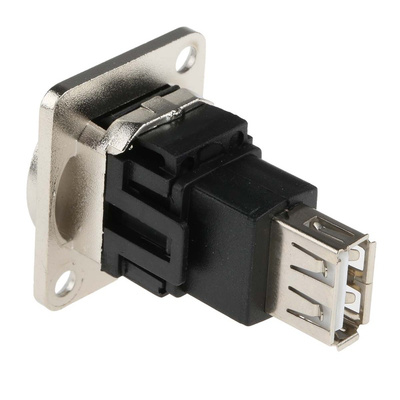 RS PRO Straight, Panel Mount, Socket to Socket Type B to A 2.0 USB Connector