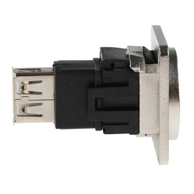 RS PRO Straight, Panel Mount, Socket to Socket Type B to A 2.0 USB Connector