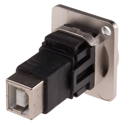 RS PRO Straight, Panel Mount, Socket Type A to B 2.0 USB Connector