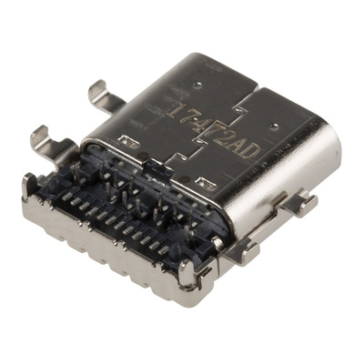 TE Connectivity Right Angle, PCB Mount, Socket Type C 3.1 IPX4 USB Connector