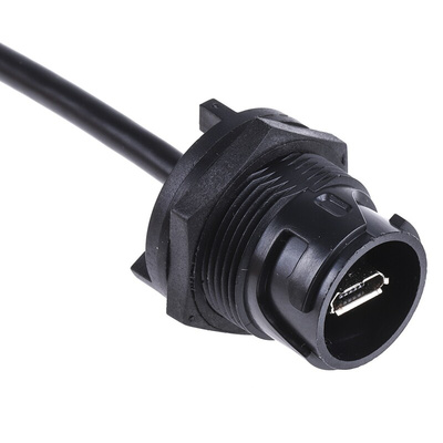 Bulgin Straight, Panel Mount, Socket Type Micro B 2.0 USB Connector