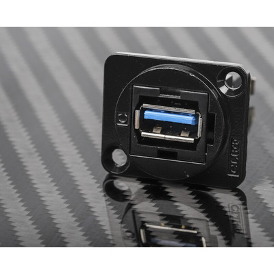 RS PRO Straight, Panel Mount, Socket Type A to A 3.0 USB Connector