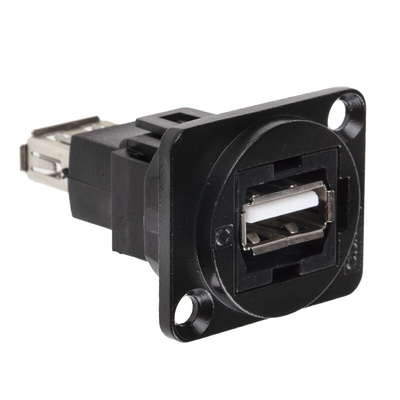 RS PRO Straight, Panel Mount, Socket Type A to A 2.0 USB Connector