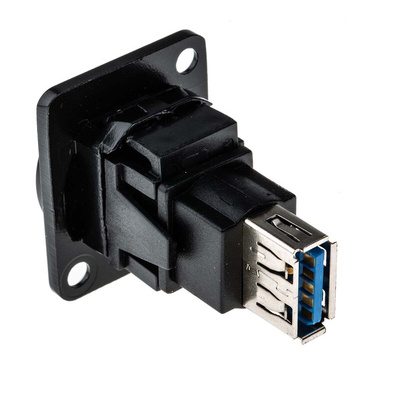 RS PRO Straight, Panel Mount, Socket to Socket Type B to A 3.0 USB Connector
