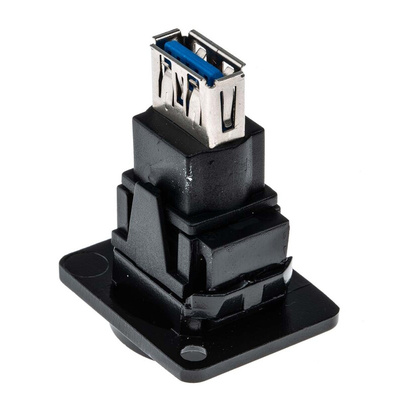 RS PRO Straight, Panel Mount, Socket to Socket Type B to A 3.0 USB Connector