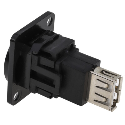 RS PRO Straight, Panel Mount, Socket to Socket Type B to A 2.0 USB Connector