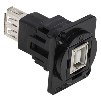 RS PRO Straight, Panel Mount, Socket to Socket Type B to A 2.0 USB Connector