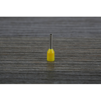 RS PRO Insulated Crimp Bootlace Ferrule, 8mm Pin Length, 1.7mm Pin Diameter, 1mm² Wire Size, Yellow