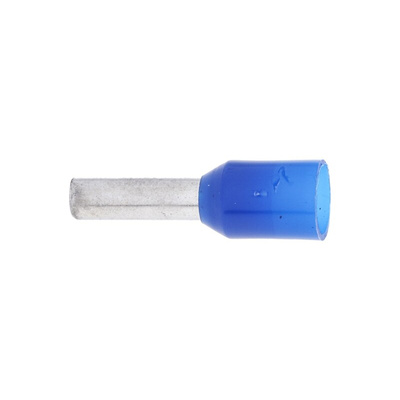 RS PRO Insulated Crimp Bootlace Ferrule, 8mm Pin Length, 2.6mm Pin Diameter, 2.5mm² Wire Size, Blue