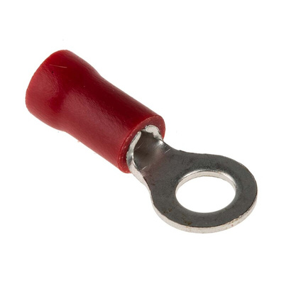 RS PRO Insulated Ring Terminal, M4 Stud Size, 0.5mm² to 1.5mm² Wire Size, Red