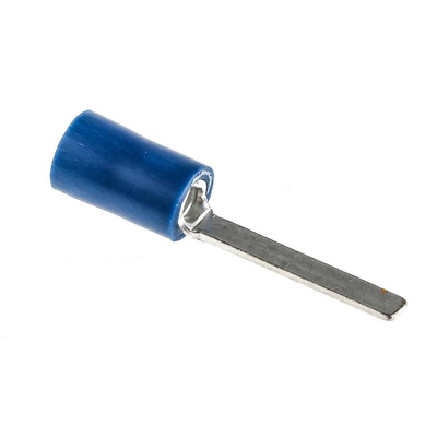 RS PRO Insulated Crimp Blade Terminal 18.1mm Blade Length, 1.5mm² to 2.5mm², 16AWG to 14AWG, Blue