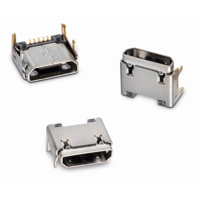 Wurth Elektronik Straight, SMT, Socket Type B 2.0 USB Connector