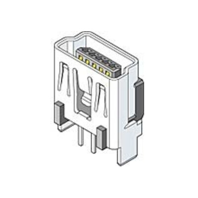 Molex Straight, Through Hole, Socket Type Mini B USB Connector