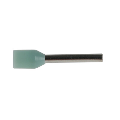 RS PRO Insulated Crimp Bootlace Ferrule, 8mm Pin Length, 1.1mm Pin Diameter, 0.25mm² Wire Size, Turquoise