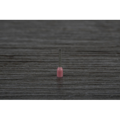 RS PRO Insulated Crimp Bootlace Ferrule, 8mm Pin Length, 1.1mm Pin Diameter, 0.34mm² Wire Size, Pink