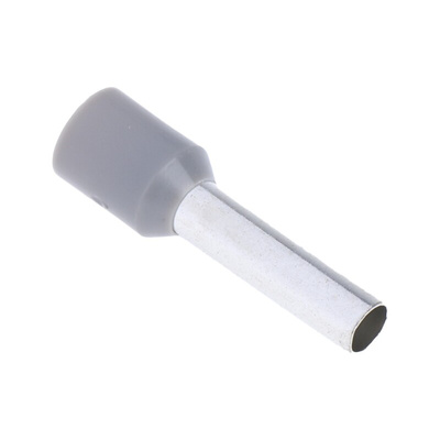 RS PRO Insulated Crimp Bootlace Ferrule, 12mm Pin Length, 3.2mm Pin Diameter, 4mm² Wire Size, Grey