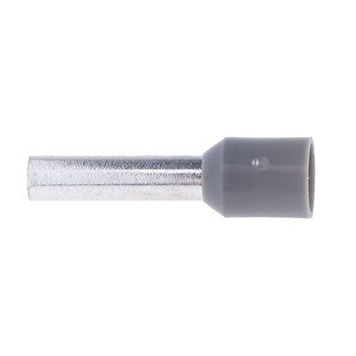RS PRO Insulated Crimp Bootlace Ferrule, 12mm Pin Length, 3.2mm Pin Diameter, 4mm² Wire Size, Grey