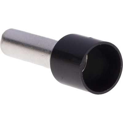 RS PRO Insulated Crimp Bootlace Ferrule, 12mm Pin Length, 3.9mm Pin Diameter, 6mm² Wire Size, Black