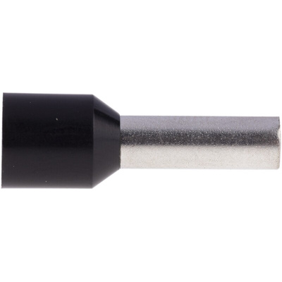 RS PRO Insulated Crimp Bootlace Ferrule, 12mm Pin Length, 3.9mm Pin Diameter, 6mm² Wire Size, Black