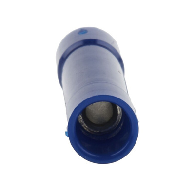 RS PRO Insulated Crimp Blade Terminal 26mm Blade Length, 1.5mm² to 2.5mm², 16AWG to 14AWG, Blue