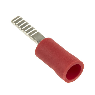 RS PRO Insulated Crimp Blade Terminal 10mm Blade Length, 0.5mm² to 1.5mm², 22AWG to 16AWG, Red
