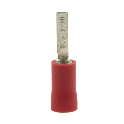 RS PRO Insulated Crimp Blade Terminal 10mm Blade Length, 0.5mm² to 1.5mm², 22AWG to 16AWG, Red