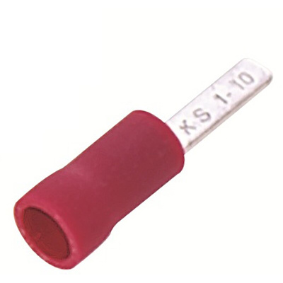 RS PRO Insulated Crimp Blade Terminal 10mm Blade Length, 0.5mm² to 1.5mm², 22AWG to 16AWG, Red