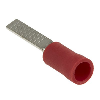 RS PRO Insulated Crimp Blade Terminal 14mm Blade Length, 0.5mm² to 1.5mm², 22AWG to 16AWG, Red