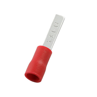 RS PRO Insulated Crimp Blade Terminal 14mm Blade Length, 0.5mm² to 1.5mm², 22AWG to 16AWG, Red