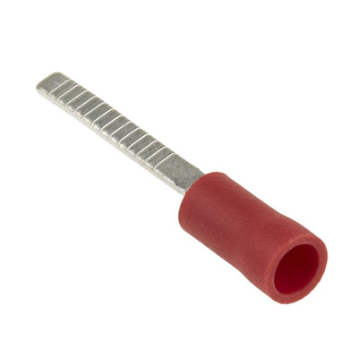 RS PRO Insulated Crimp Blade Terminal 18mm Blade Length, 0.5mm² to 1.5mm², 22AWG to 16AWG, Red