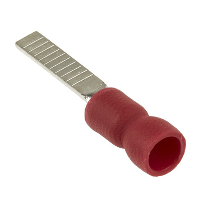 RS PRO Insulated Crimp Blade Terminal 14mm Blade Length, 0.5mm² to 1.5mm², 22AWG to 16AWG, Red