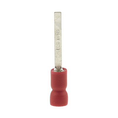 RS PRO Insulated Crimp Blade Terminal 18mm Blade Length, 0.5mm² to 1.5mm², 22AWG to 16AWG, Red