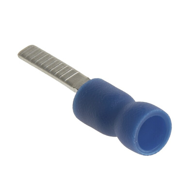 RS PRO Insulated Crimp Blade Terminal 13mm Blade Length, 1.5mm² to 2.5mm², 16AWG to 14AWG, Blue