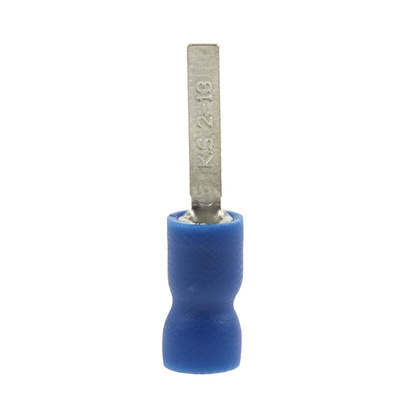 RS PRO Insulated Crimp Blade Terminal 13mm Blade Length, 1.5mm² to 2.5mm², 16AWG to 14AWG, Blue
