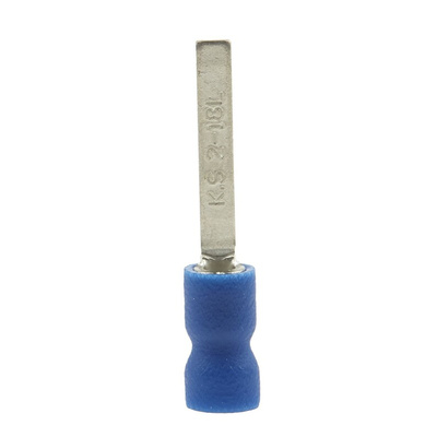 RS PRO Insulated Crimp Blade Terminal 18mm Blade Length, 1.5mm² to 2.5mm², 16AWG to 14AWG, Blue
